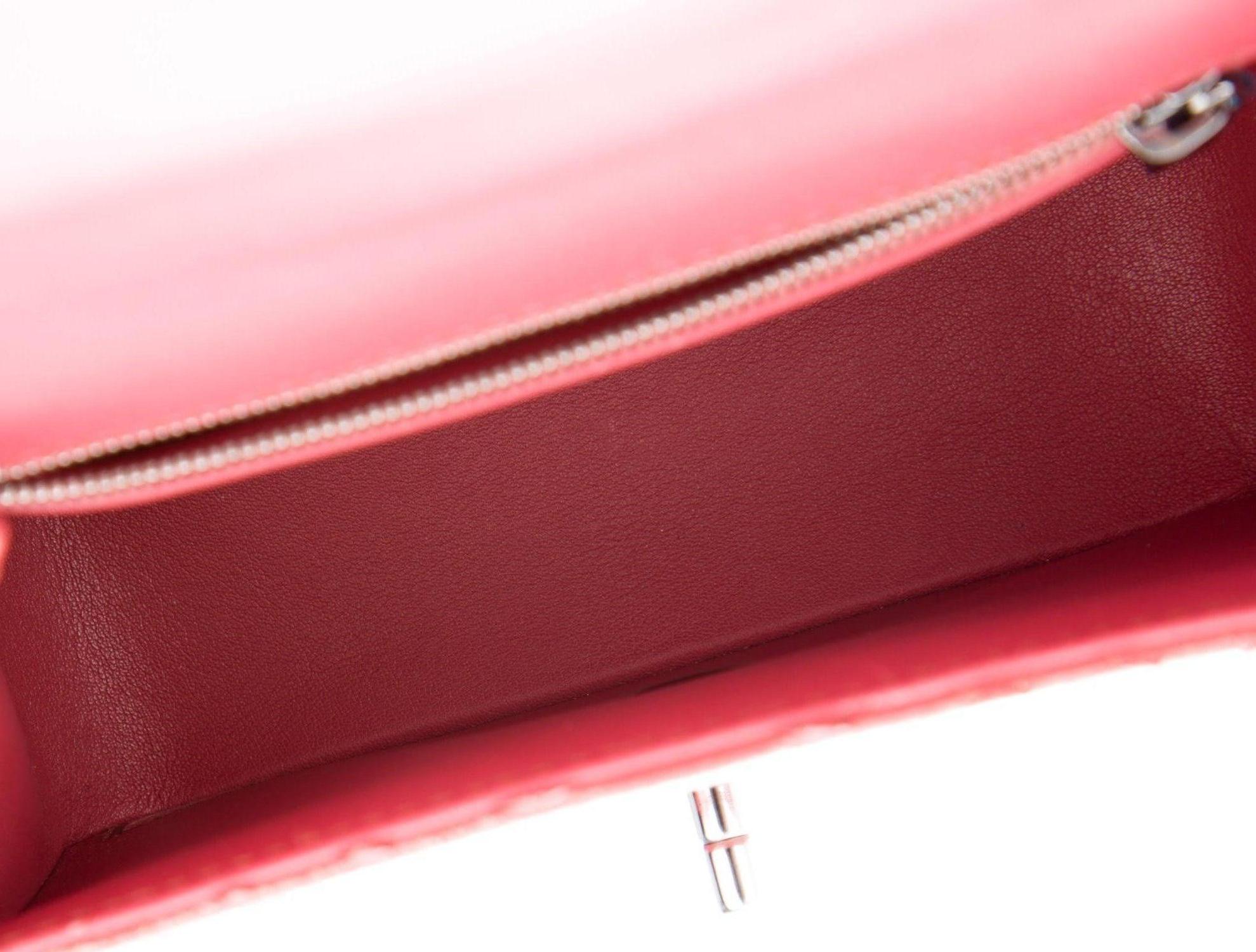 Chanel NEW Pink Gold Snakeskin Leather Evening Small Shoulder Flap Bag 1
