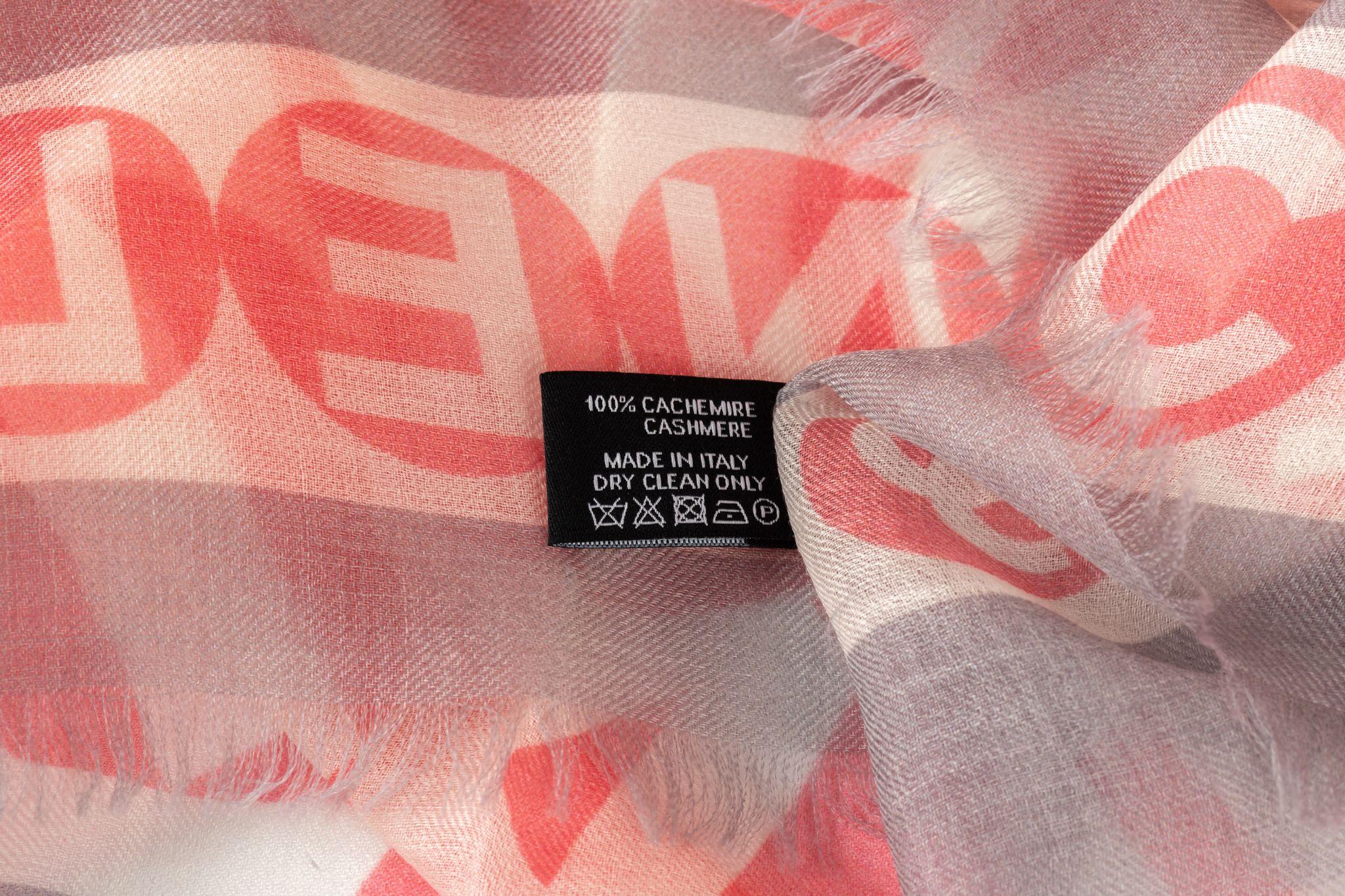 Gray Chanel New Pink Grey Cashmere Shawl For Sale