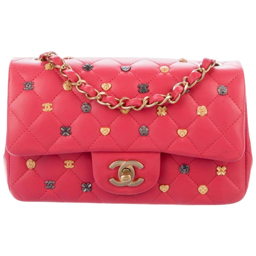 Chanel NEW Pink Leather Multi-Color Lucky Charm Small Mini Shoulder Flap Bag  For Sale at 1stDibs