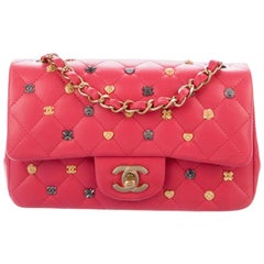 Chanel NEW Pink Leather Multi-Color Lucky Charm Small Mini Shoulder Flap Bag