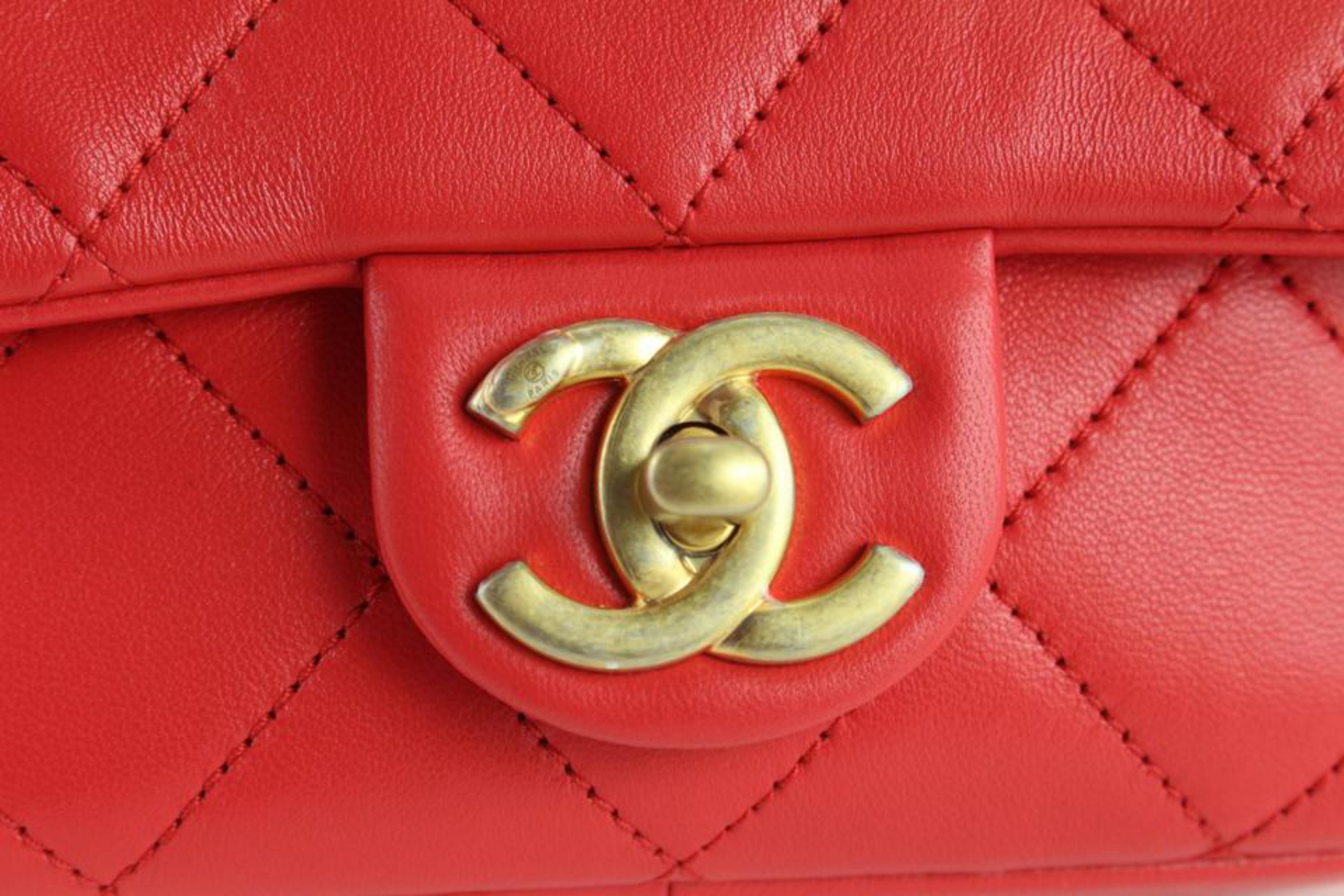 Chanel NEW Quilted Red Chain Bracelet Small Flap Top Handle Crossbody 114c48 1