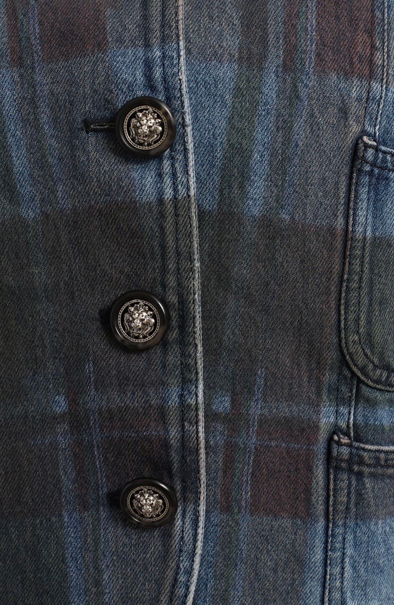 CHANEL New Rare Paris / Edinburgh Tartan Denim Jacket 36 FR Unisexe en vente