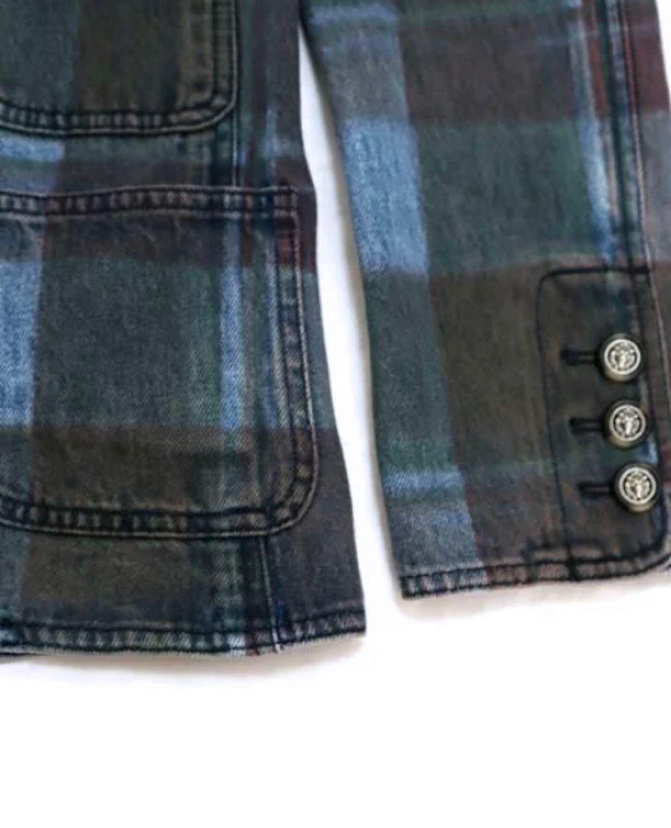 CHANEL New Rare Paris / Edinburgh Tartan Denim Jacket 36 FR en vente 3