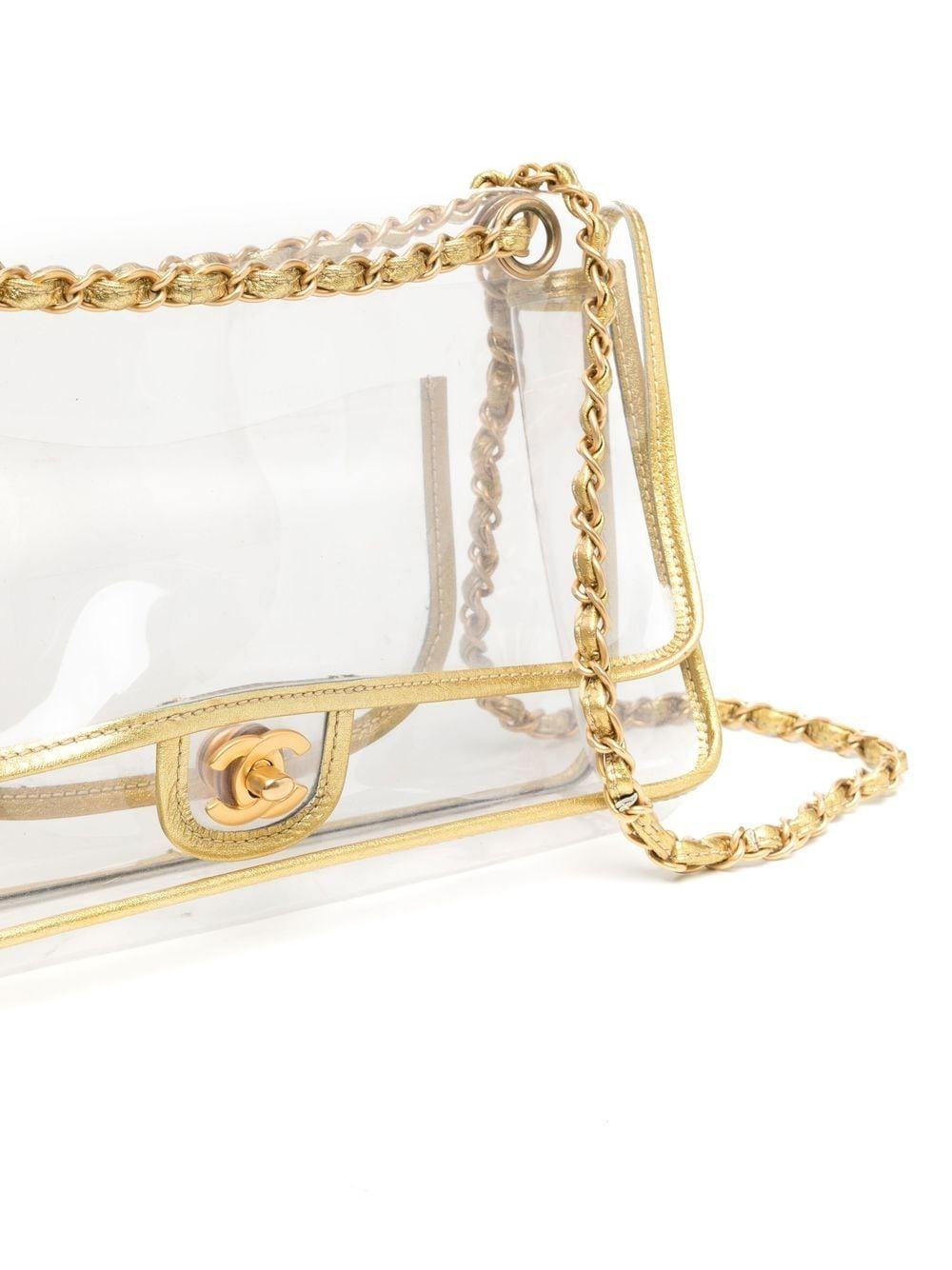 Chanel  Rare Vintage Transparent Clair Naked Gold Classic Medium Flap Bag Pour femmes en vente