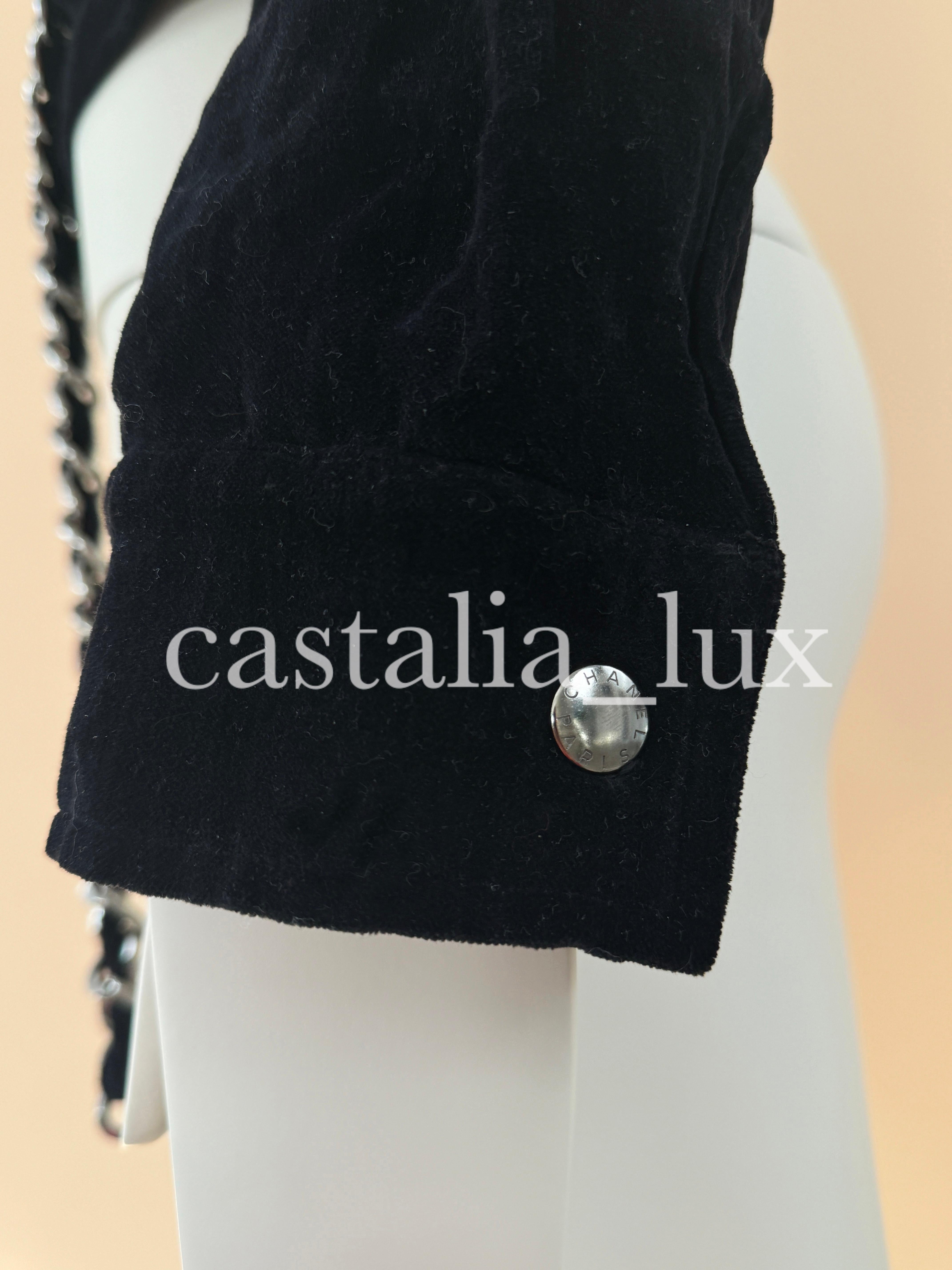 Chanel New Rarest Chain Trim Velvet Biker Jacket 5