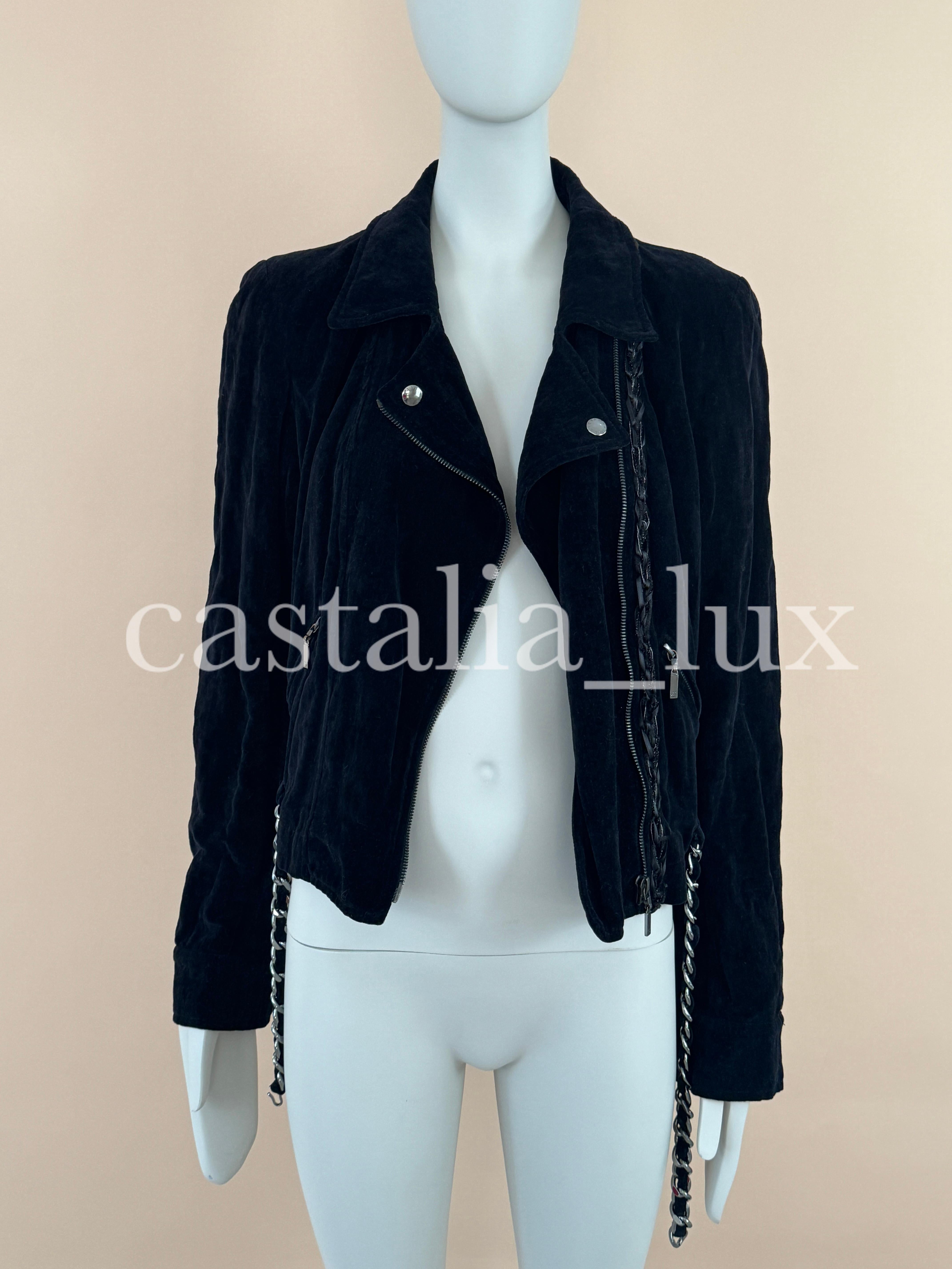Chanel New Rarest Chain Trim Velvet Biker Jacket 1