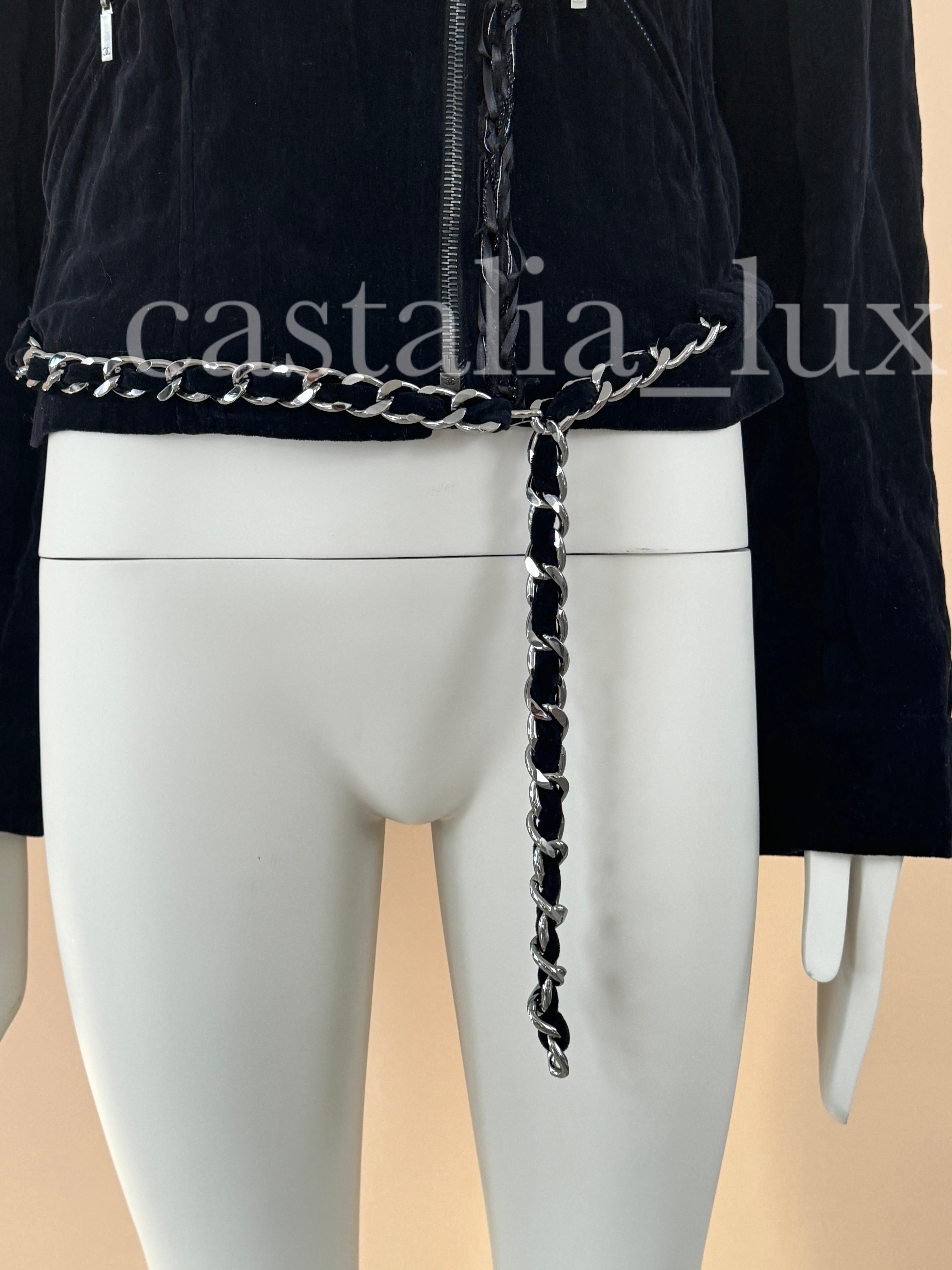 Chanel New Rarest Chain Trim Velvet Biker Jacket 2