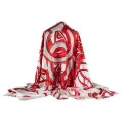 Chanel New Red Graffiti Silk Shawl