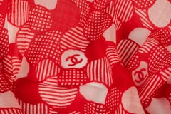 Chanel New Red White Camellia Shawl