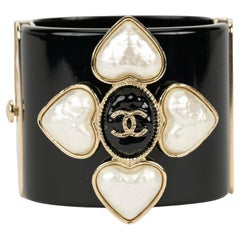 Chanel New Resin Pearl CC Cuff Bracelet