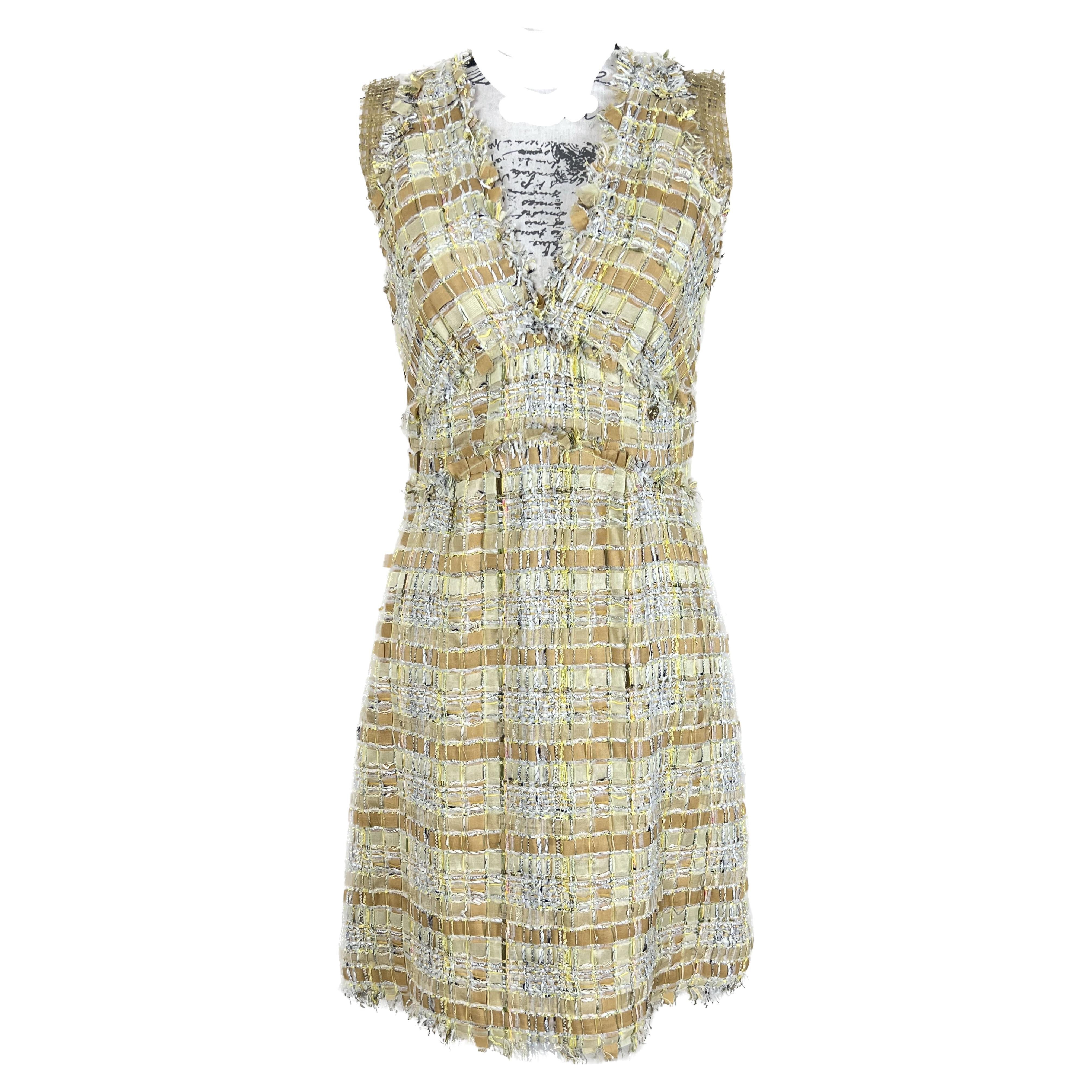 Chanel New Ribbon Tweed Dress in Beige