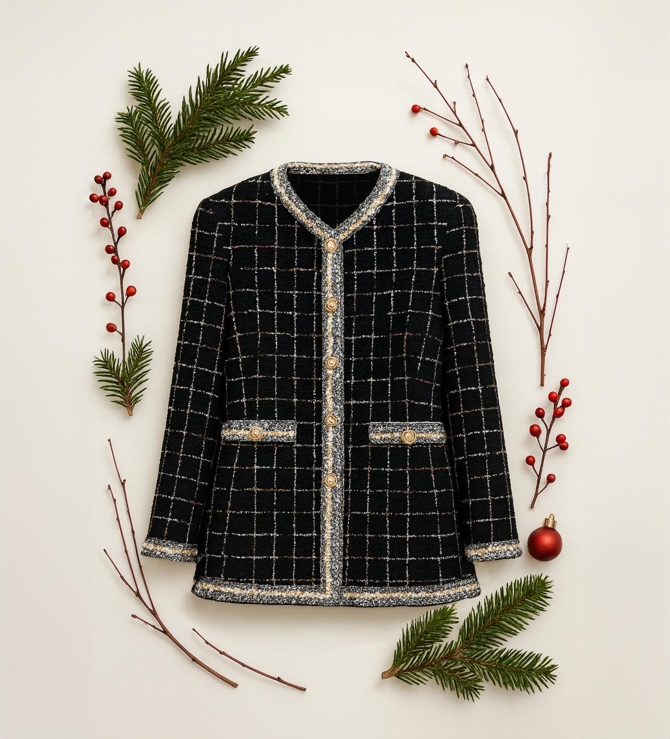 CHANEL New ROBOT Collection Statement Black Tweed Jacket 38 FR en vente