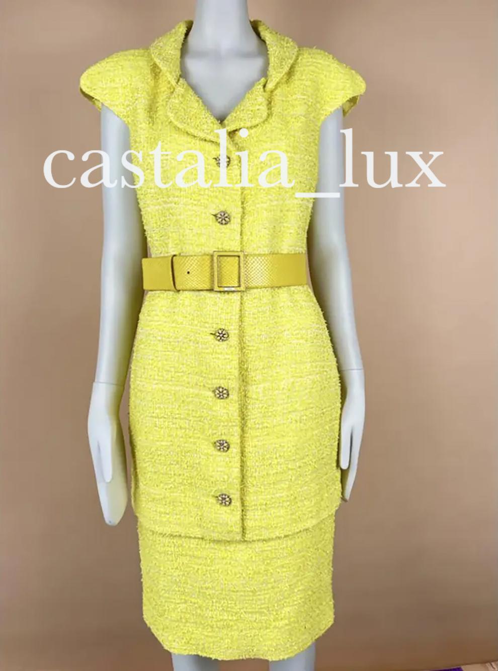 Chanel New Runway Belted Ribbon Tweed Dress For Sale 2