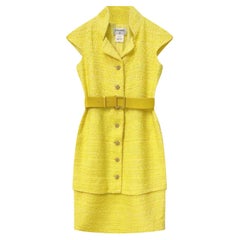 Chanel New Runway Belted Ribbon Tweed Dress
