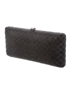 Chanel NEW Runway Black Crystal Leather Envelope Evening Clutch Bag in Box