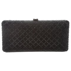 Chanel NEW Runway Black Crystal Leather Envelope Evening Clutch Bag in Box