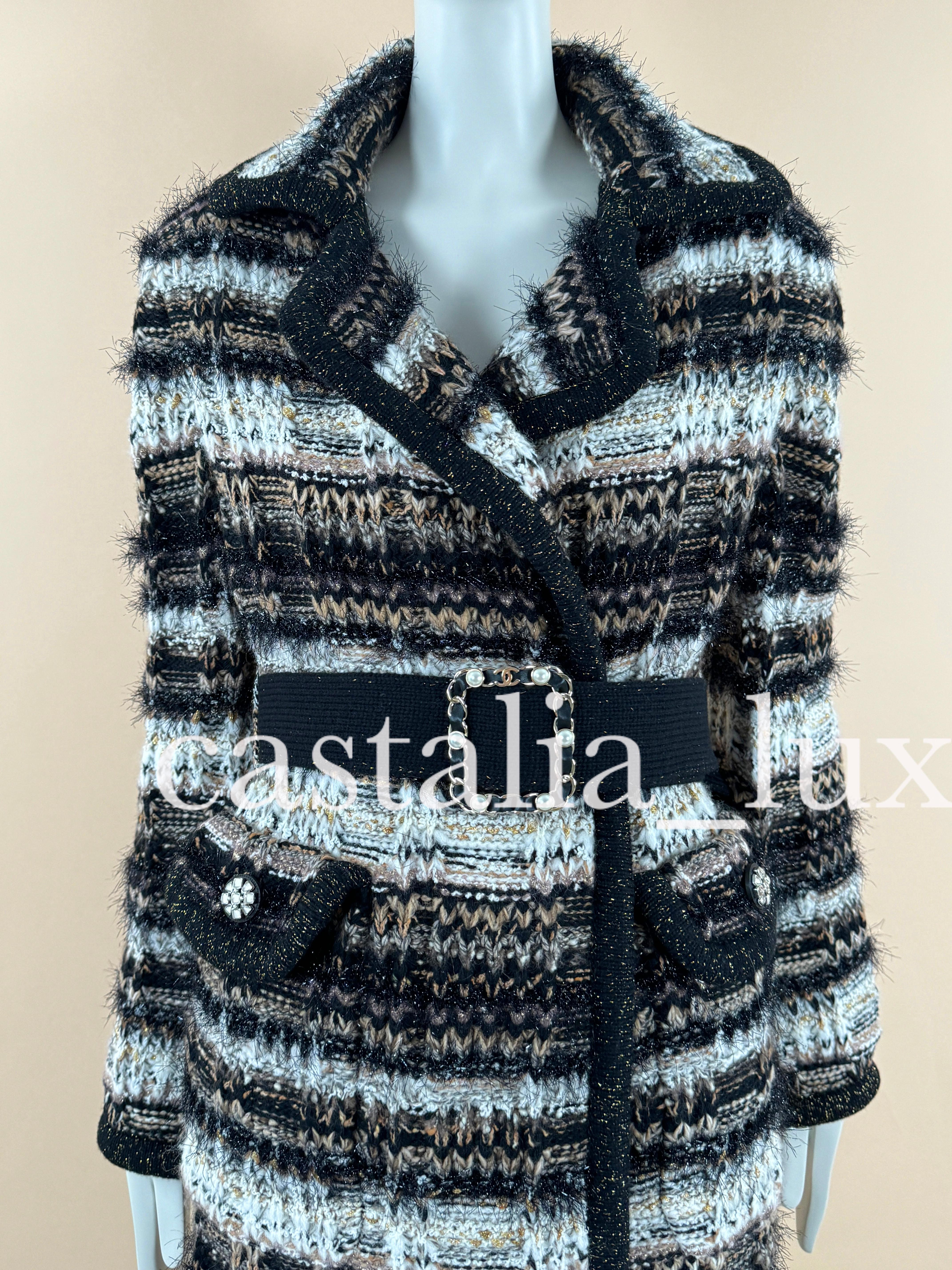 Chanel New Runway Jewel Belt Woven Tweed Coat 10