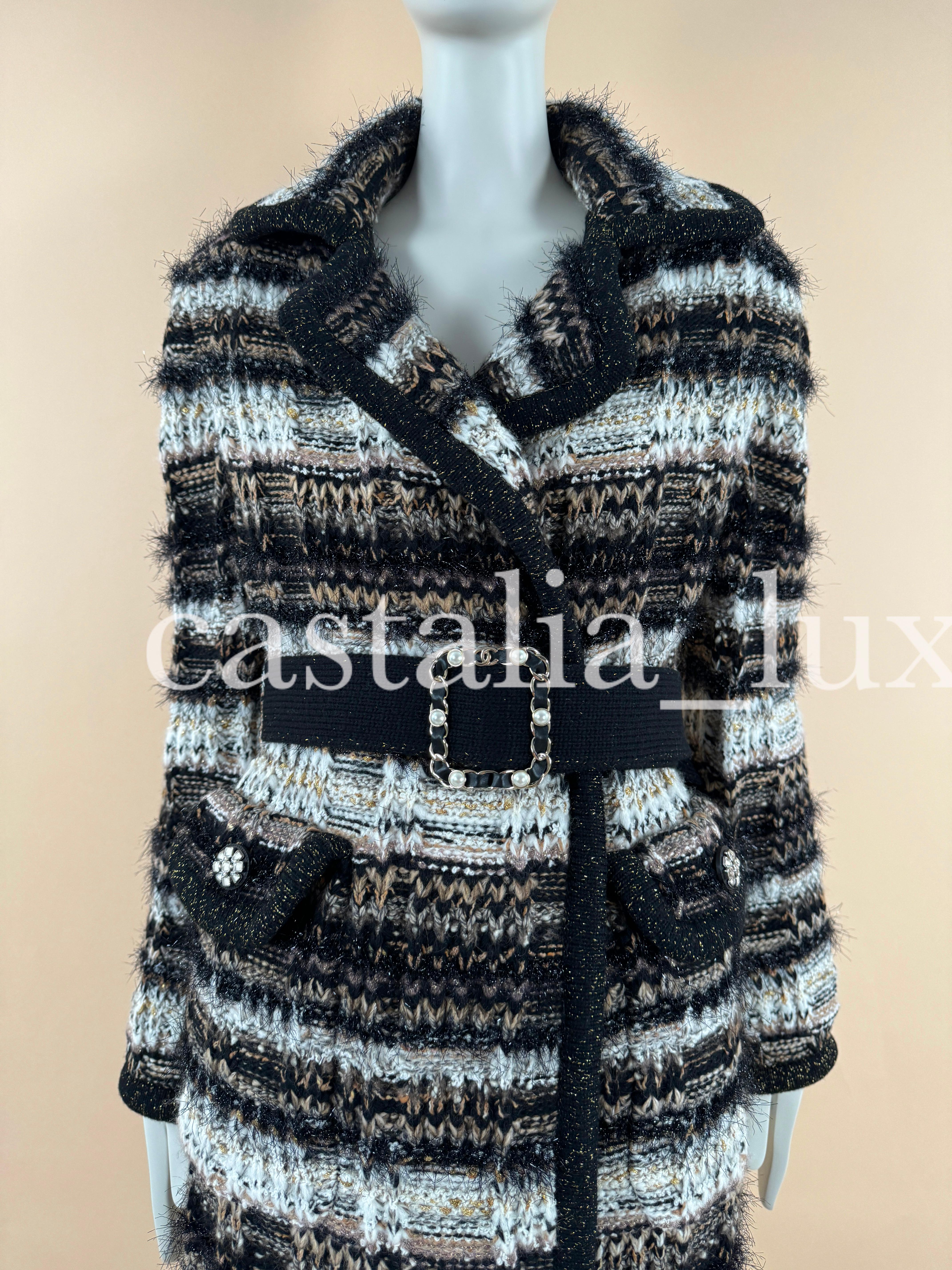 Women's or Men's Chanel New Runway Jewel Belt Woven Tweed Coat