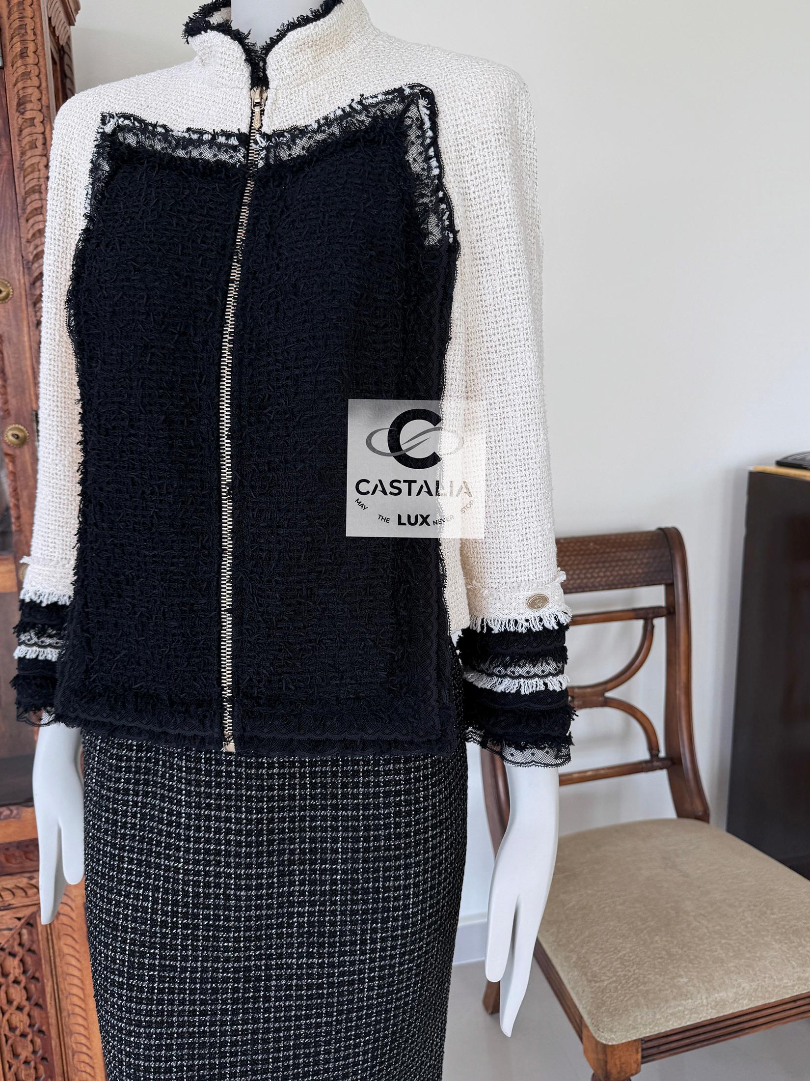Chanel New Runway Lesage Tweed Jacket with Lace Accents 38 FR For Sale 6