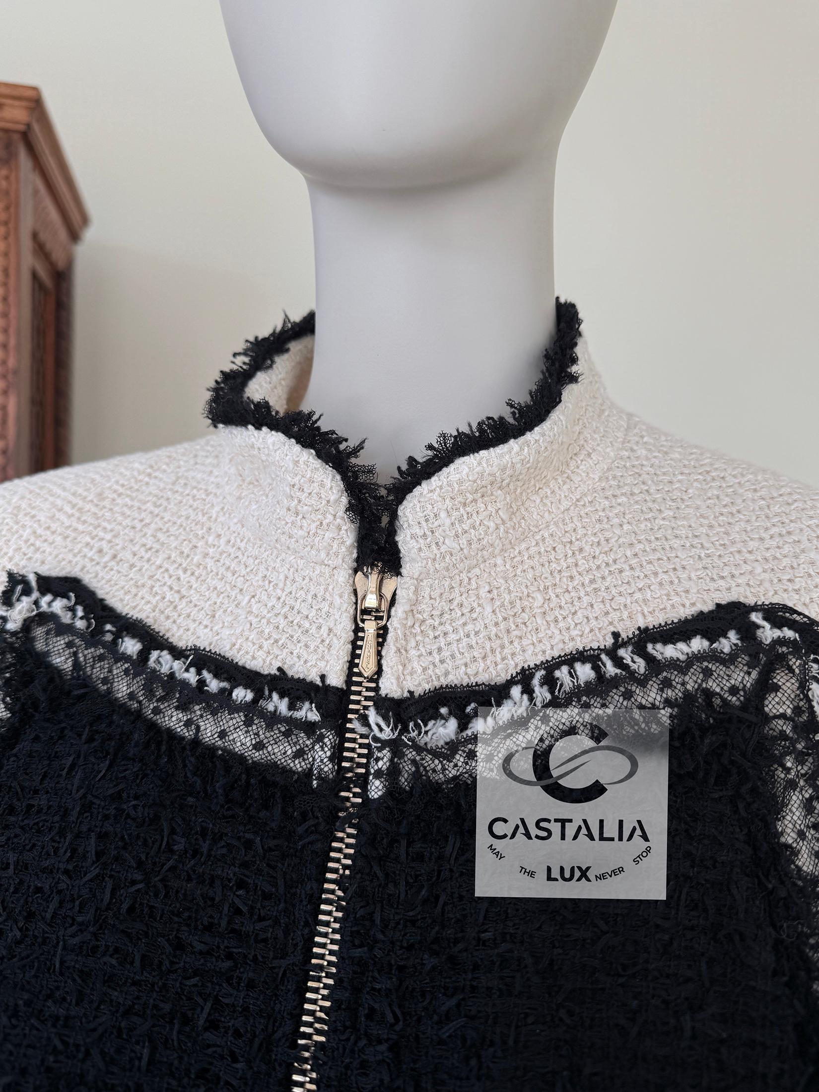 Women's or Men's Chanel New Runway Lesage Tweed Jacket with Lace Accents 38 FR For Sale