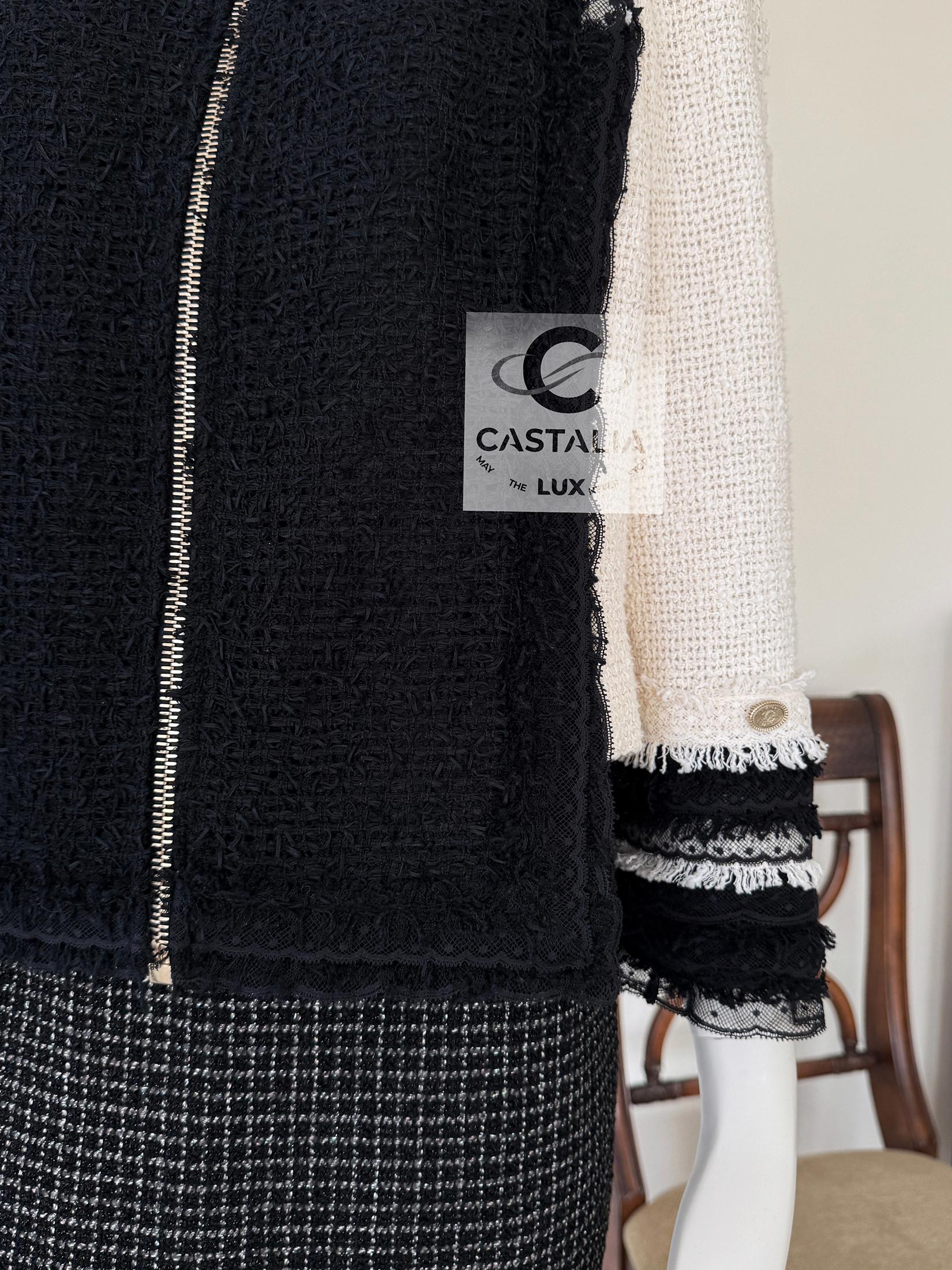 Chanel New Runway Lesage Tweed Jacket with Lace Accents 38 FR For Sale 2