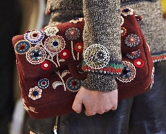 Chanel NEW Runway Red Embroidered Tapestry Evening Shoulder Flap Bag in Box