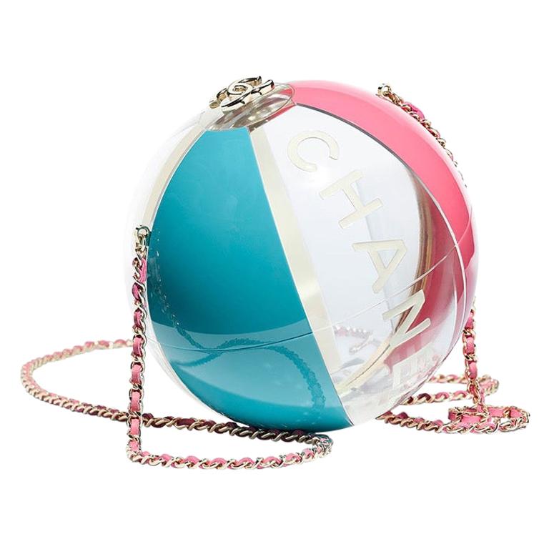 Chanel NEW Runway White Blue Pink Clear Round Ball Evening Shoulder Bag in  Box