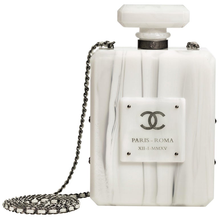 Chanel NEW Runway White Marble Lucite Evening Bottle Shoulder Bag in Box at  1stDibs