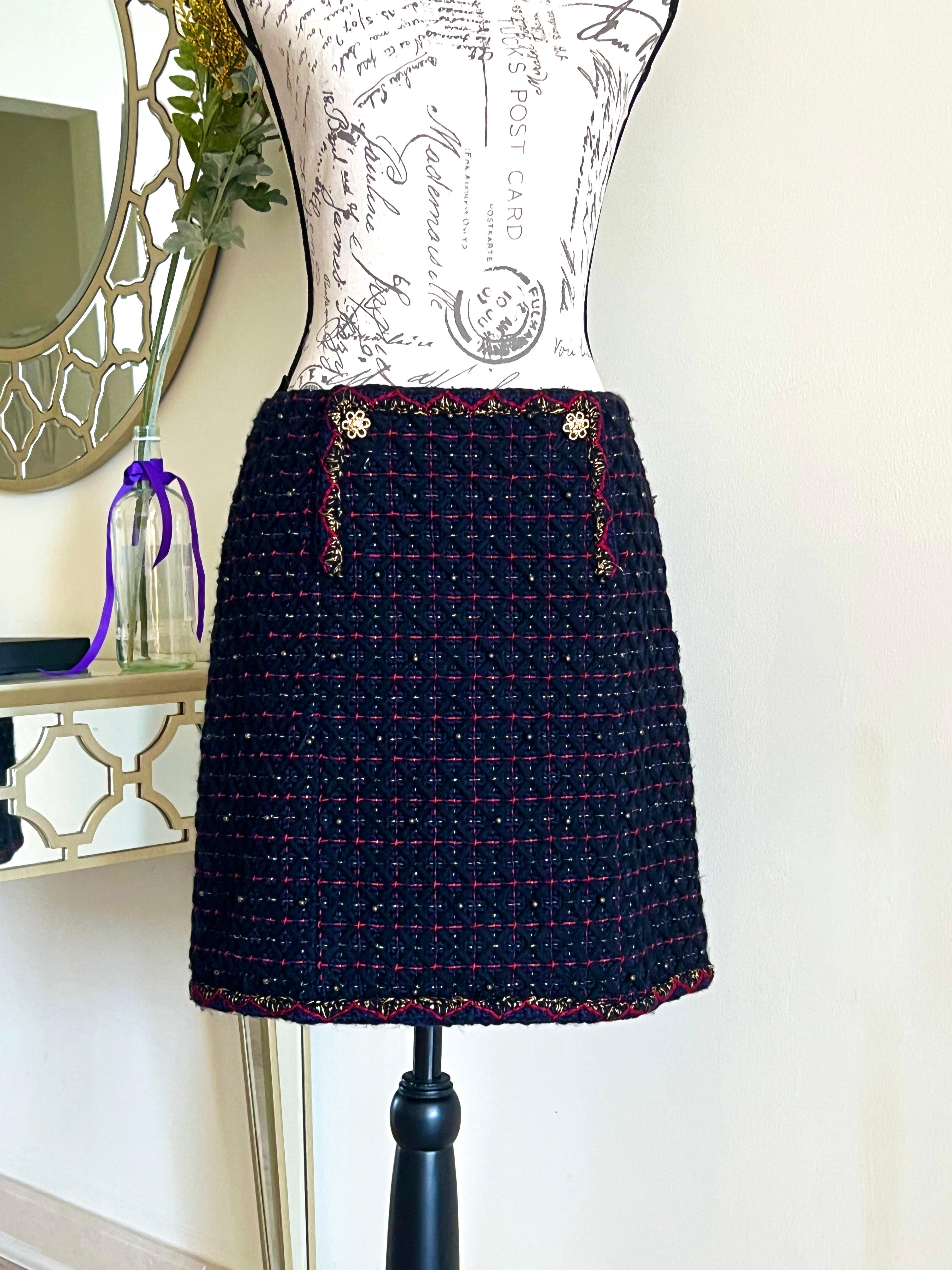 Chanel New Salzburg Collection Tweed Skirt For Sale 1