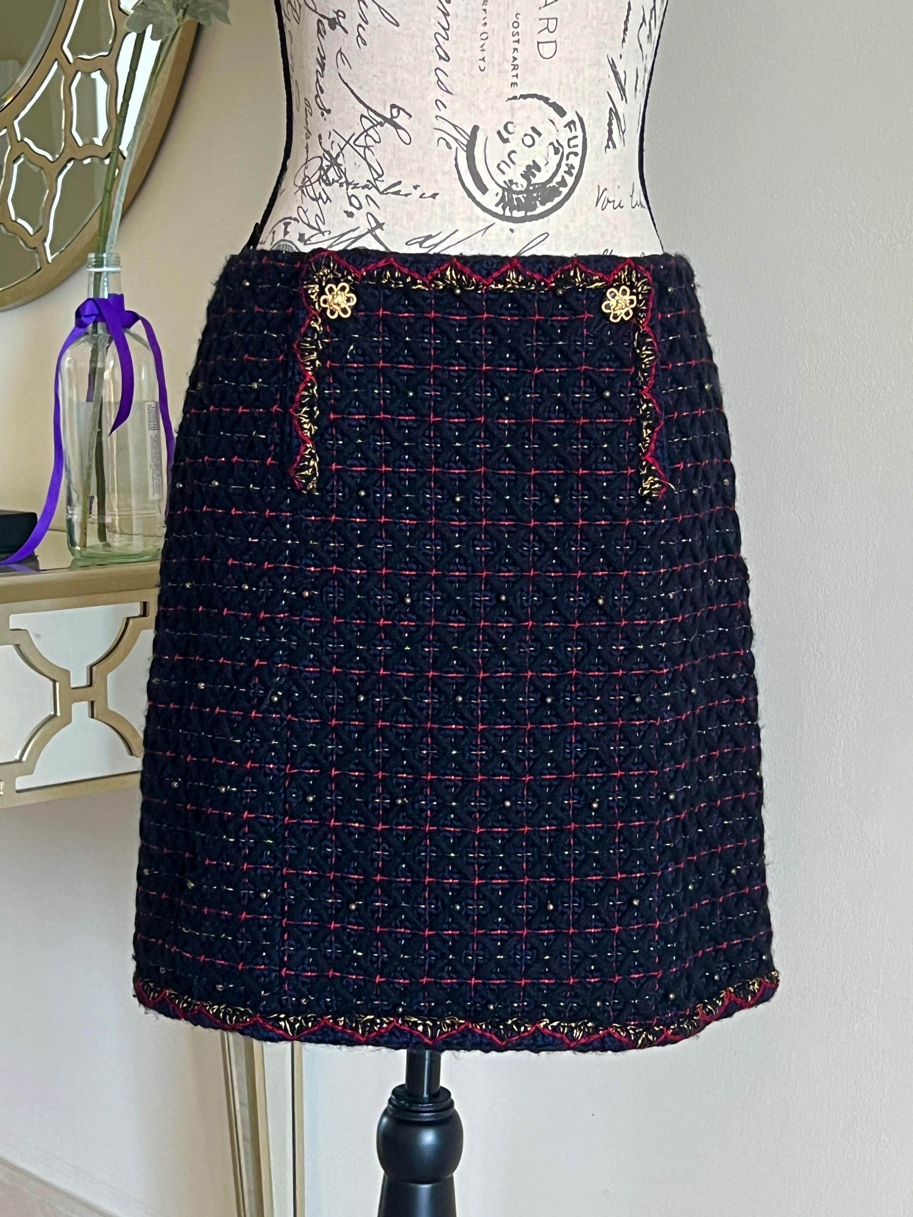 Chanel New Salzburg Collection Tweed Skirt For Sale 5