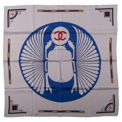 Chanel New Scarab Grey Silk Scarf