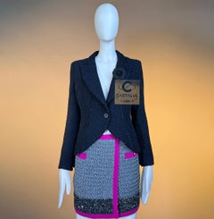 CHANEL New Shimmer Tweed Jacket with Camellia Brooch 38 FR