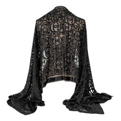 Chanel New Silk-blend Logo Black Stole