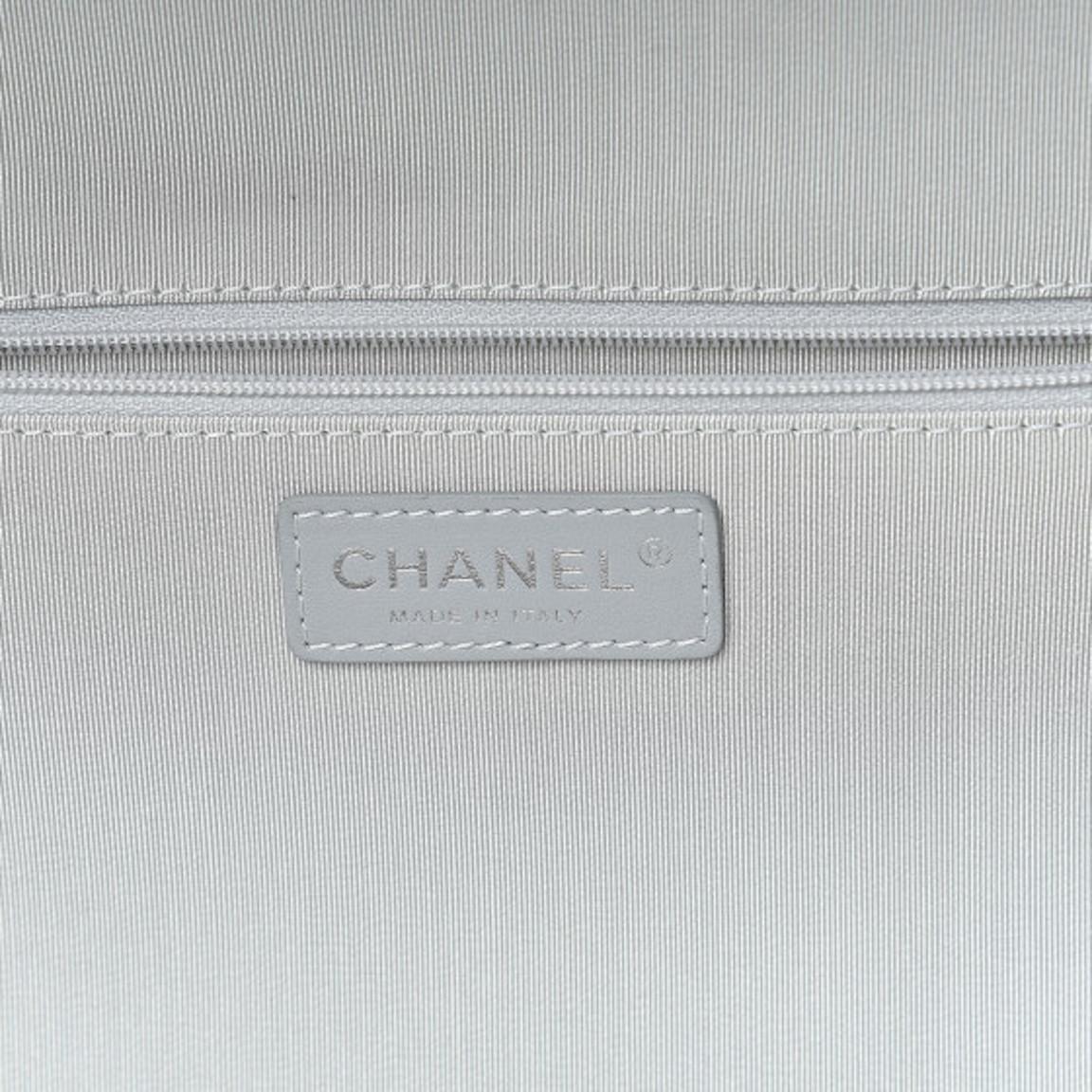Chanel NEW Silver Gray Leather Top Handle Travel Duffle Shoulder Bag in Box  1