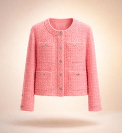 CHANEL New Spring 2020 ICONIC Pink Tweed Jacket 36 FR