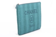 Chanel New Striped Deauville Aqua Clutch