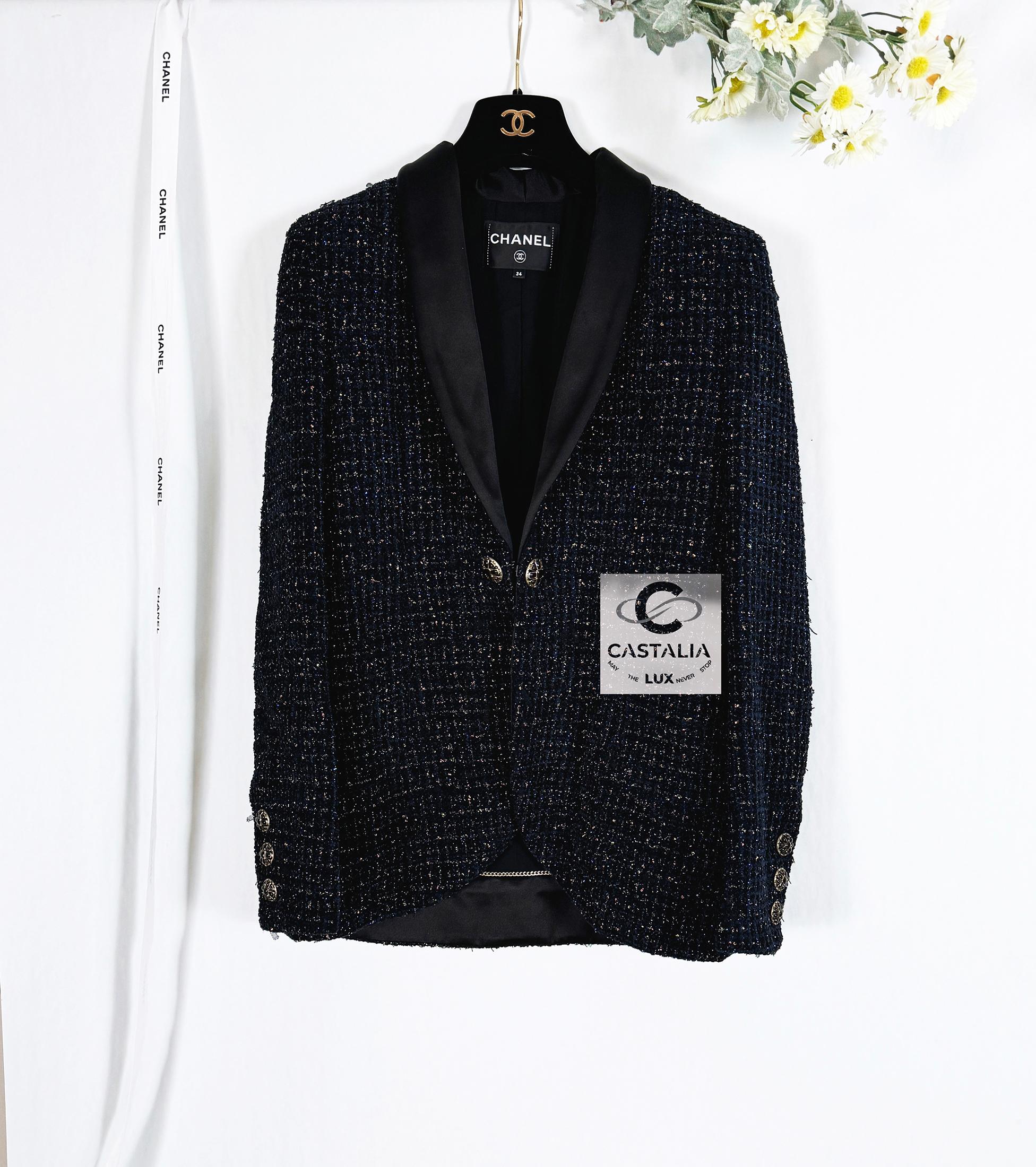 Chanel New Stunning Black Tweed Jacket 9