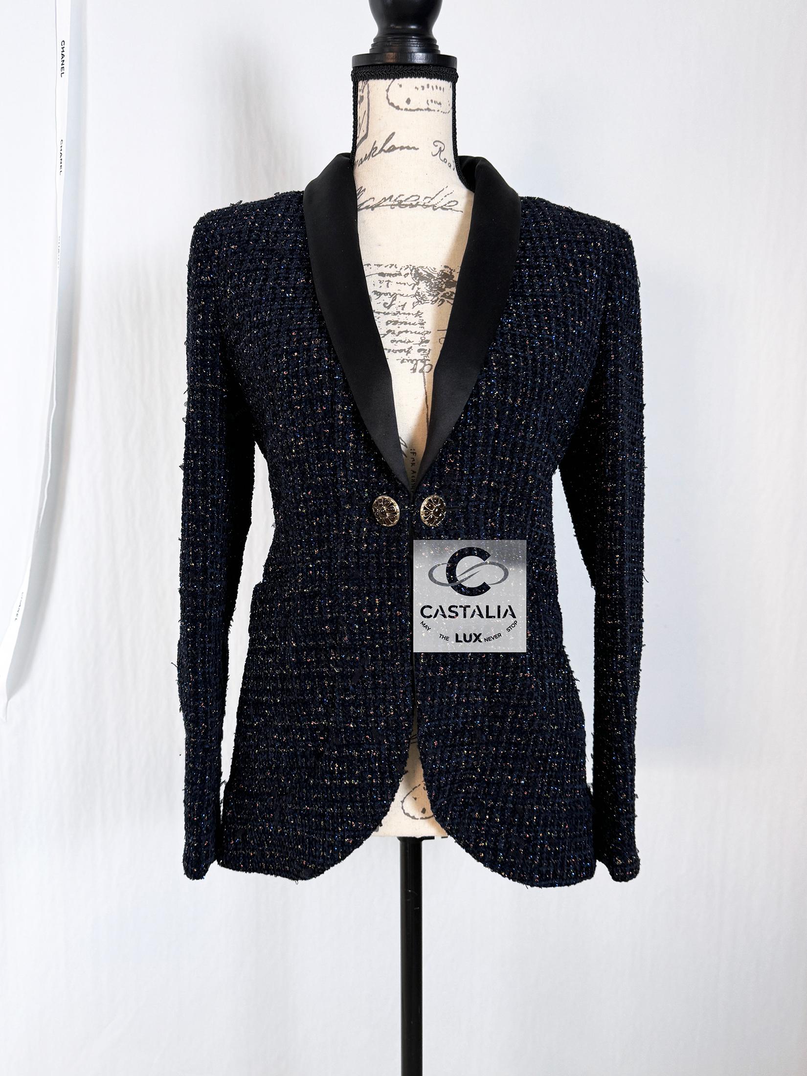 Chanel New Stunning Black Tweed Jacket 3