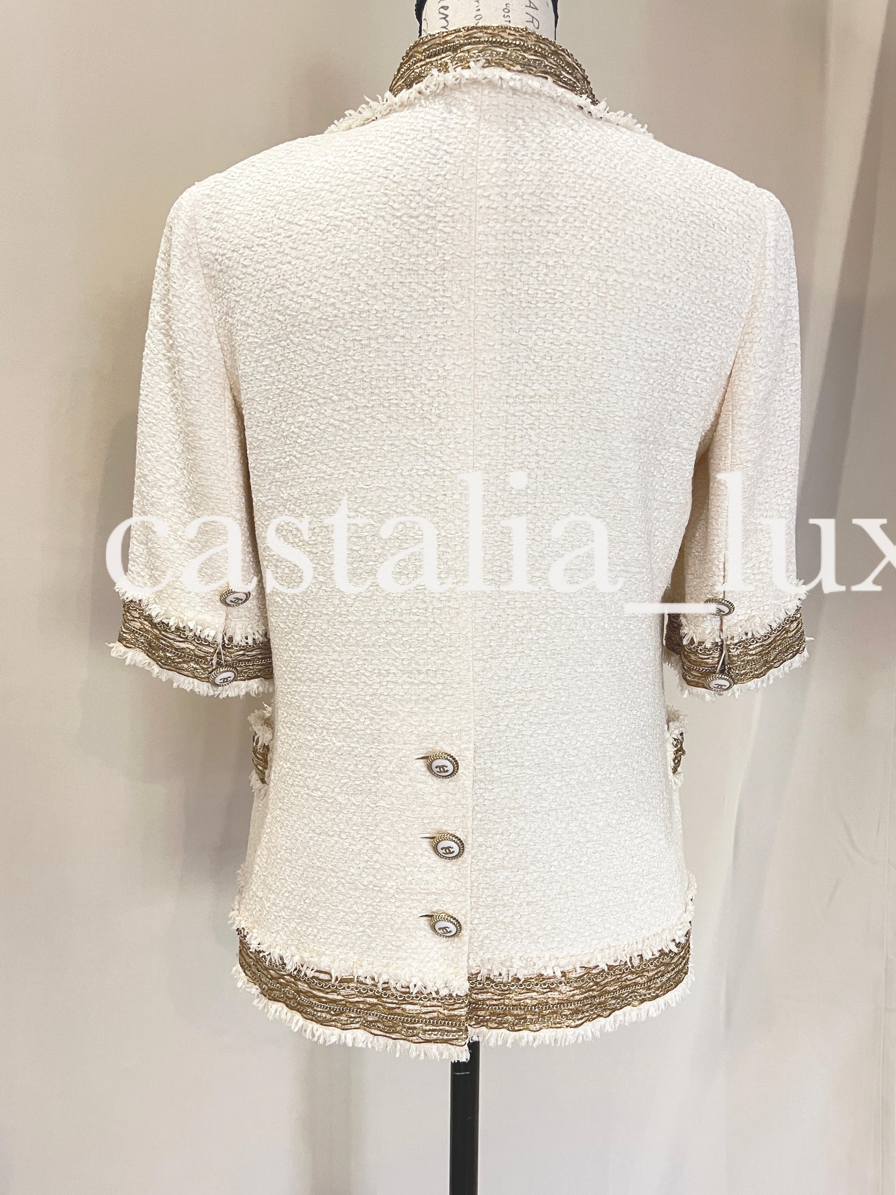 Chanel New Super Rare Chain Embellished Tweed Jacket 4