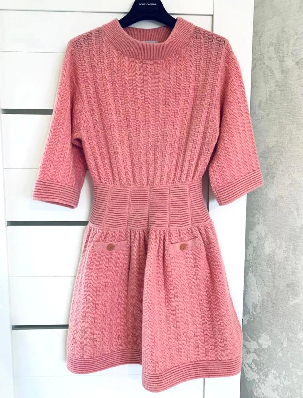 Chanel New Supermarket Collection Candy Pink Cashmere Dress In New Condition For Sale In Dubai, AE