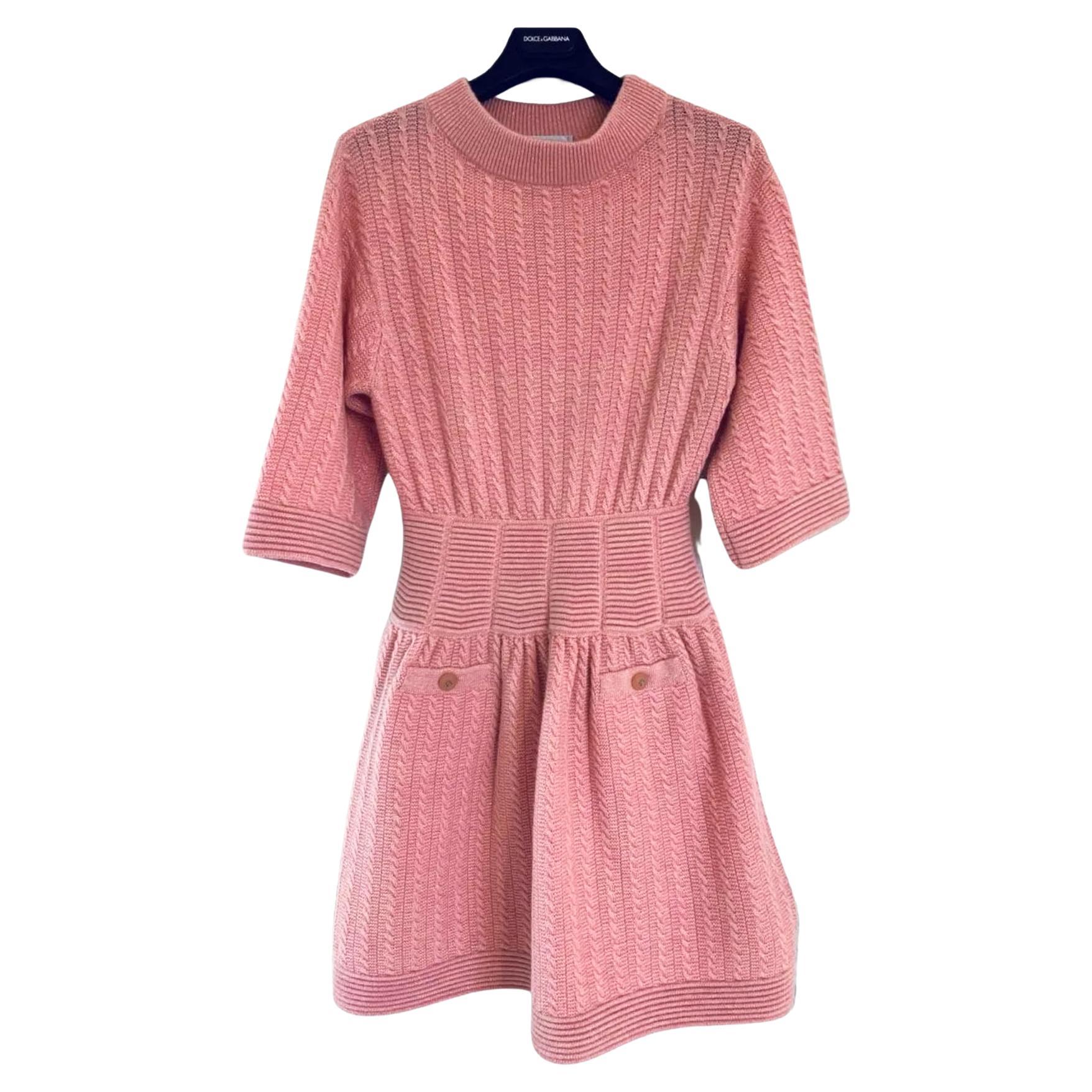 Chanel New Supermarket Collection Candy Pink Cashmere Dress For Sale