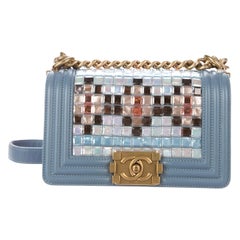 Chanel NEW Tiffany Blue Leather MultiColor Small Evening Shoulder Flap Bag W/Box