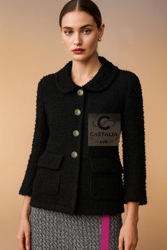 CHANEL New Timeless Black Boucle Tweed Jacket 42 FR