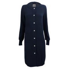 CHANEL New Timeless CC Turnlock Navy Cashmere Cardigan 38 FR