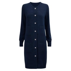 CHANEL New Timeless CC Turnlock Navy Cashmere Cardigan 38 FR