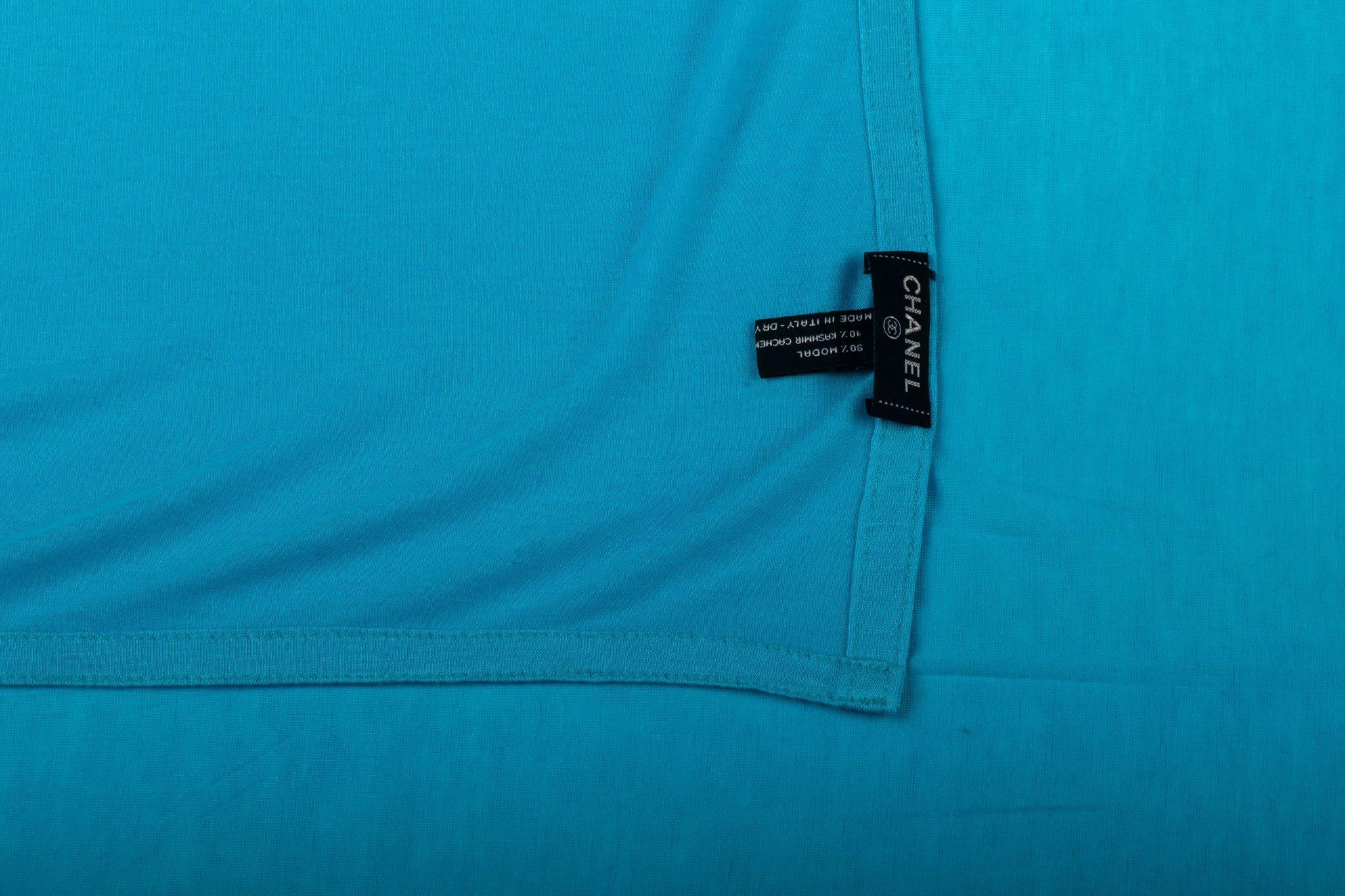 Chanel New Turquoise Scarf-Sarong Modal In New Condition For Sale In West Hollywood, CA