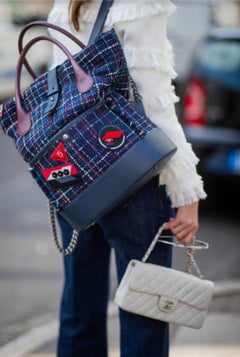 Chanel New Tweed Space Flight Handle Logo Rare Limited Edition Backpack