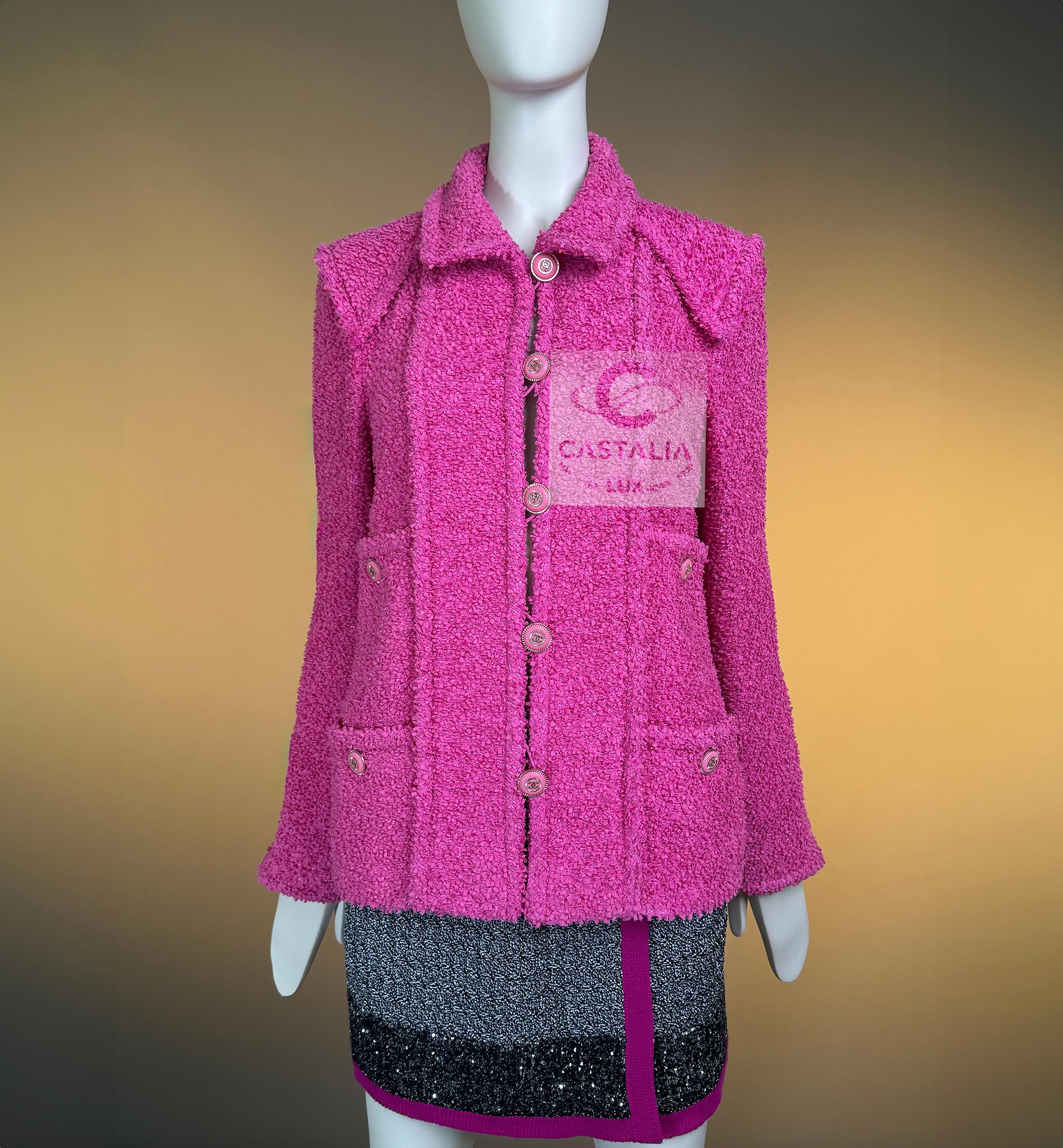 Chanel Iconic Vittoria Ceretti Ad Campaign Tweed Jacket 38 FR For Sale 3
