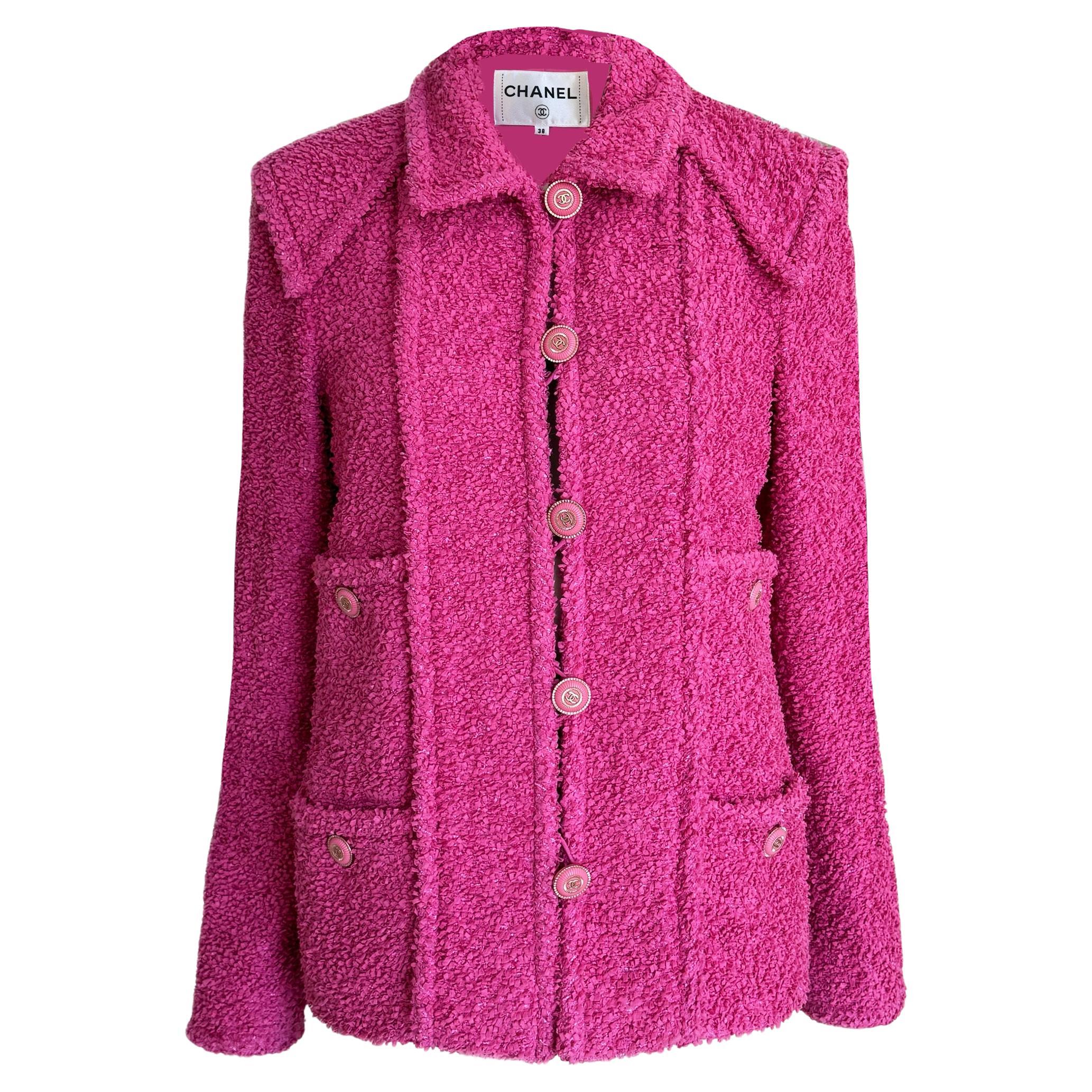 Chanel Nuevo Chaqueta de tweed fucsia estilo Vittoria Ceretti 38 FR