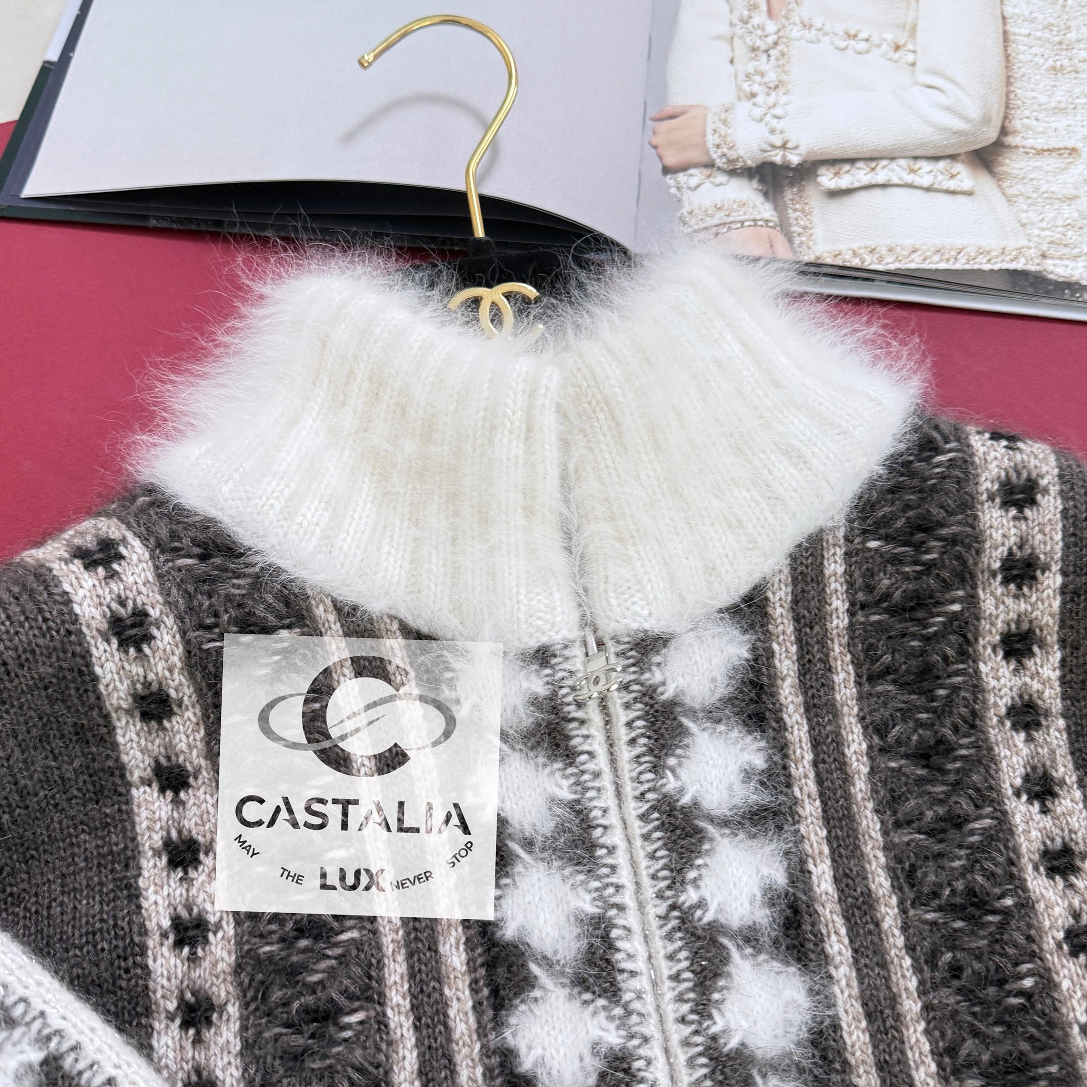 Chanel New Vogue Cover Angora Fluffy Zip Jacket 42 FR 8